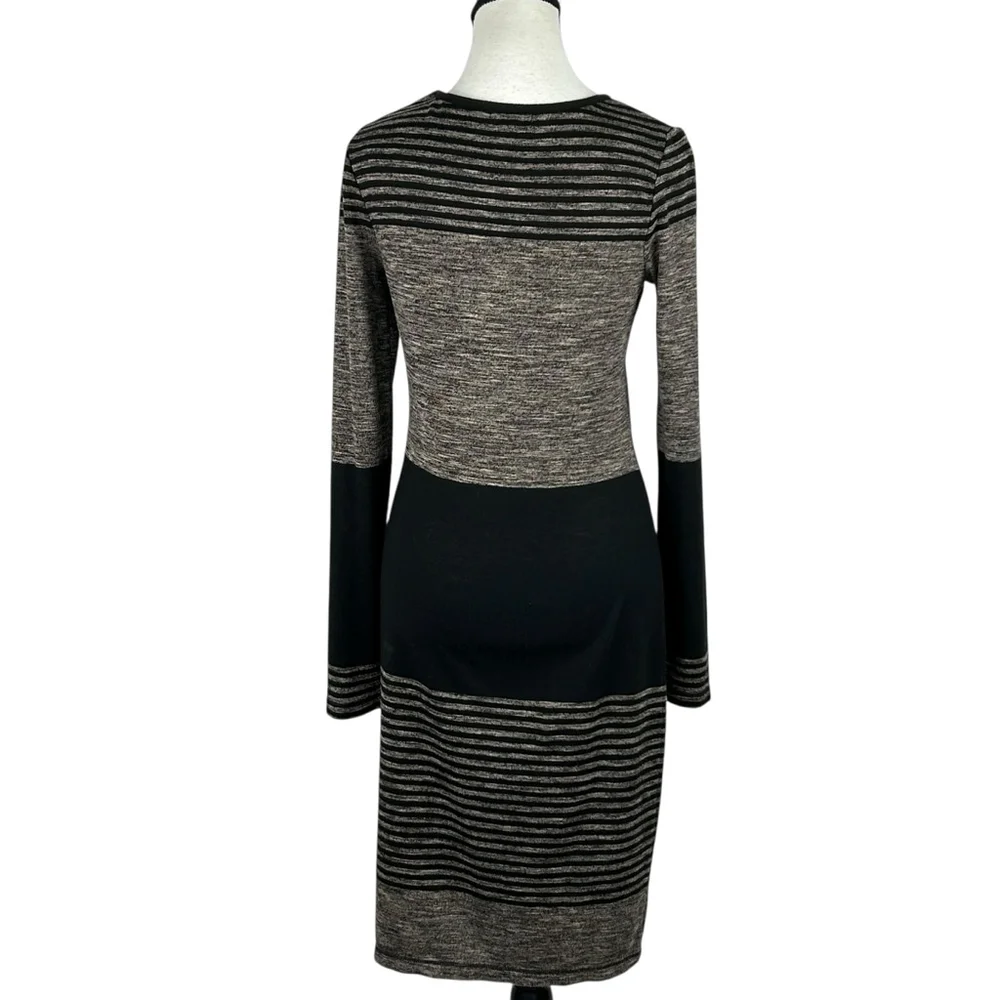 Max Studio Sweater Dress Gray Black Striped Small